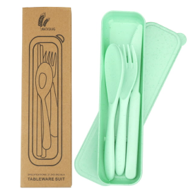 Travel Cutlery Set with Case, Reusable Flatware Sets, Portable Camping Cutlery Set (Green)
