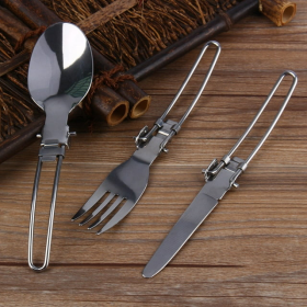 Cutlery Set,Portable Picnic Tableware,Stainless Steel Folding Camping Picnic Cutlery Set,1 Knife, 1 Fork,1 Spoon,1 Bag