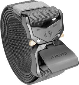 JUKMO Tactical Belt;  Military Hiking Rigger 1.5" Nylon Web Work Belt with Heavy Duty Quick Release Buckle (Color: gray)