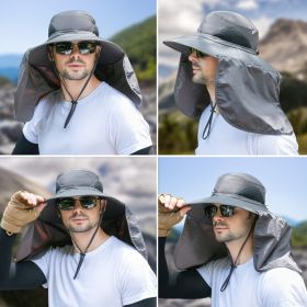 Wide Brim Sun Screen Fisherman's Hat With Neck Flap; Adjustable Waterproof Quick-drying Outdoor Hiking Fishing Cap For Men Women (Color: dark gray)