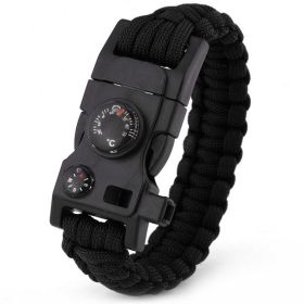 Outdoor Paracord Survival Parachute Cord Bracelet (Color: black)