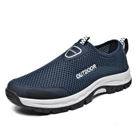 Mesh Men Casual Shoes Summer Outdoor Water Sneakers Men Trainers Non-slip Climbing Hiking Shoes Breathable Men's Treking Shoe (Color: Blue)