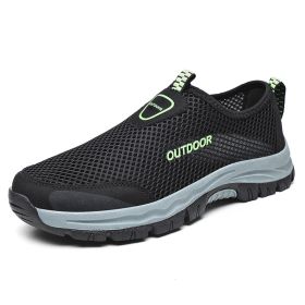 Mesh Men Casual Shoes Summer Outdoor Water Sneakers Men Trainers Non-slip Climbing Hiking Shoes Breathable Men's Treking Shoe (Color: black)
