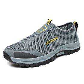 Mesh Men Casual Shoes Summer Outdoor Water Sneakers Men Trainers Non-slip Climbing Hiking Shoes Breathable Men's Treking Shoe (Color: gray)