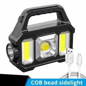 Rechargeable Solar Portable Lamp; Flashlight Lantern Handheld Searchlight With Side Lights; USB Charging Solar Light For Outdoor Camping; Repair (style: COB Bead Sidelight)