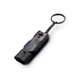 Stainless Whistle Double Tube Lifesaving Emergency SOS Outdoor Survival Whistle (Color: black)