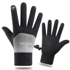 Winter Gloves Men Women Touch Screen Glove Anti-Slip Windproof Waterproof Texting Gloves for Running Cycling (Color: black)