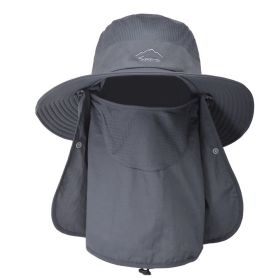 Fishing Bucket Hat Wide Brim Breathable Unisex Hat Sunlight-proof Removable Neck Face Fishing Cap For Fishing Hiking Traveling (Color: Grey)