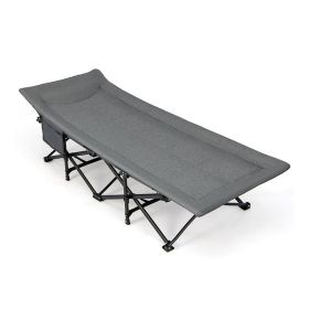 Outdoor Car Traveling Folding Camping Cot for Adults (Color: gray)