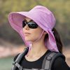 Wide Brim Shawl Ponytail Bucket Hat For Women; Outdoor Fishing Hiking UV Protection Bonnet